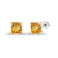 thumbnail image 2 of Decadence 925 Sterling Silver 6mm Square Princess Cut Natural Citrine November Birthstone Screwback Stud Earrings, 2 of 7