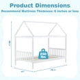 thumbnail image 4 of SESSLIFE House Bed with Fence, Wood House Bed, Floor Bed Frame, Twin Canopy Bed for Bedroom, No Box Spring Needed (White), 4 of 7