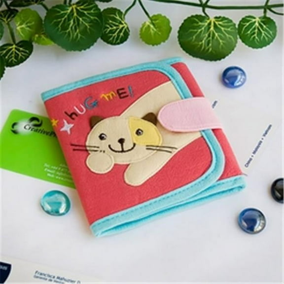 K-191-CAT 4.7 x 4.3 in. Hug Me - Embroidered Applique Fabric Art Trifold Wallet Purse & Card Holder