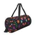 thumbnail image 3 of Xecao Colorful Floral2 print Round Travel Duffel Bag is a foldable gym bag with an inner pocket, perfect for travel sports, 3 of 8