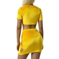 thumbnail image 6 of Yuemengxuan Women Fashionable Clothes Set, Solid Color Hollow Out Crop Tops and Skirt, 6 of 9
