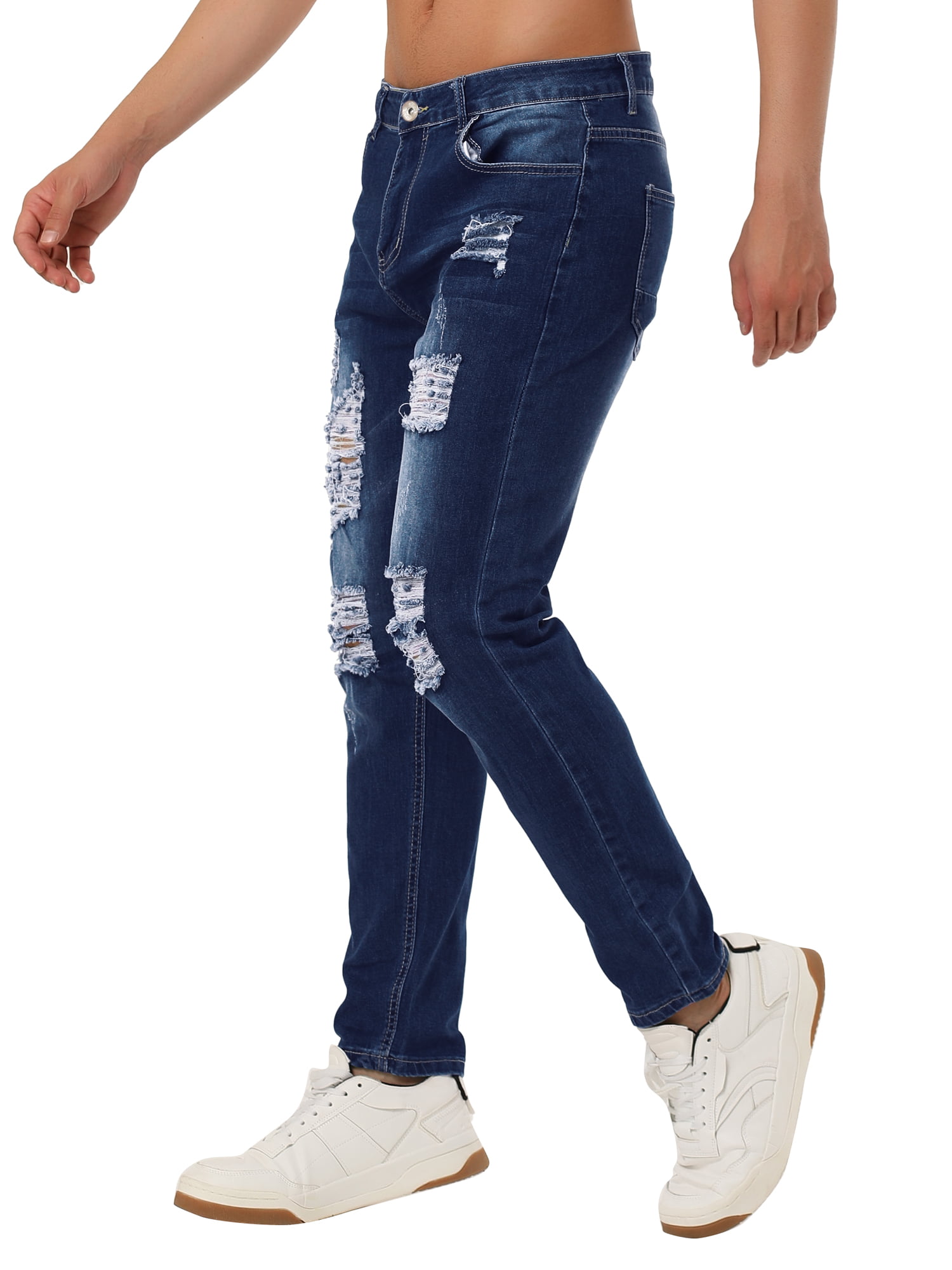 Regular Ripped Straight Leg Jeans Men's Casual Street Style - Temu