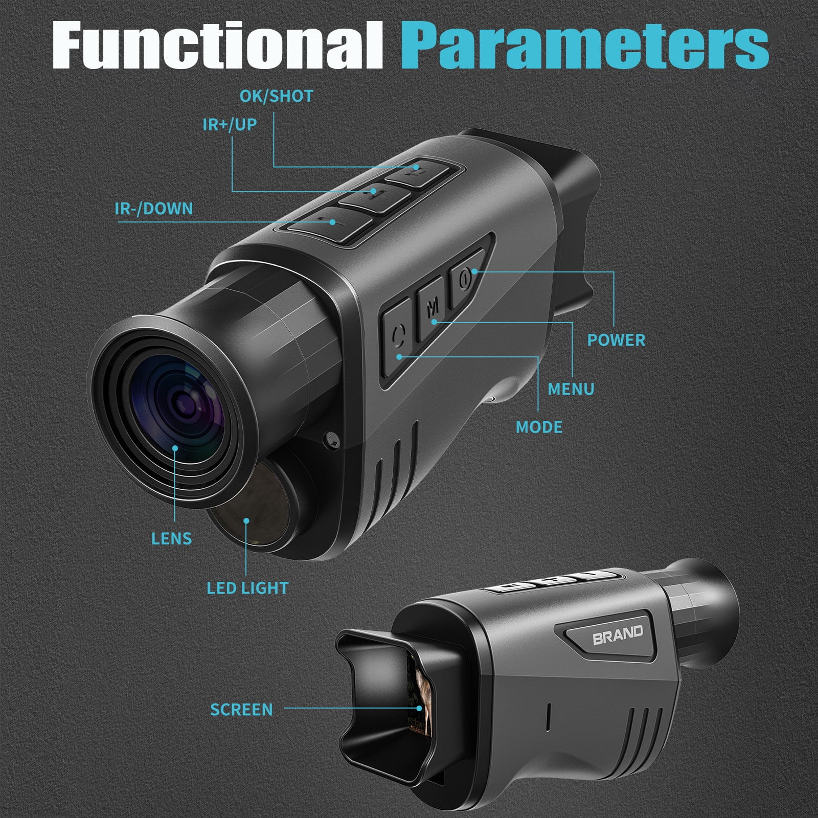 OAZOUF 16x Zoom Night Vision Monocular: Night Vision Binoculars with 7- Level IR & 32GB SD Card Included