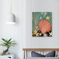 thumbnail image 3 of JRXY Seashell Wall Art Orange Bathroom Canvas Prints, Ocean Themed Coral Coastal Decor, Nautical Beach Pictures, Stretched and Framed Artwork for Home, Bedroom 16x20 Inch Picture 4, 3 of 3
