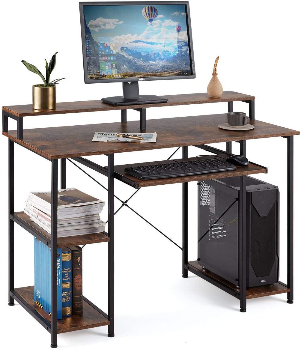 Computer Desk with Keyboard Tray and Monitor Stand for Home Office 