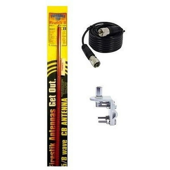 NEW FIRESTIK 2 FS4 R 4FT RED CB ANTENNA, 9FT COAX, BRACKET & STUD