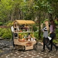 thumbnail image 5 of Vintiquewise Versatile Multi-Tier Shelves Wooden Rolling Cart - Perfect for Festival, Event Stand, Food Tasting Table, Garden Floral Display Rack, & Home Decor with Straw Roof and 2 Black Wheels, 5 of 7