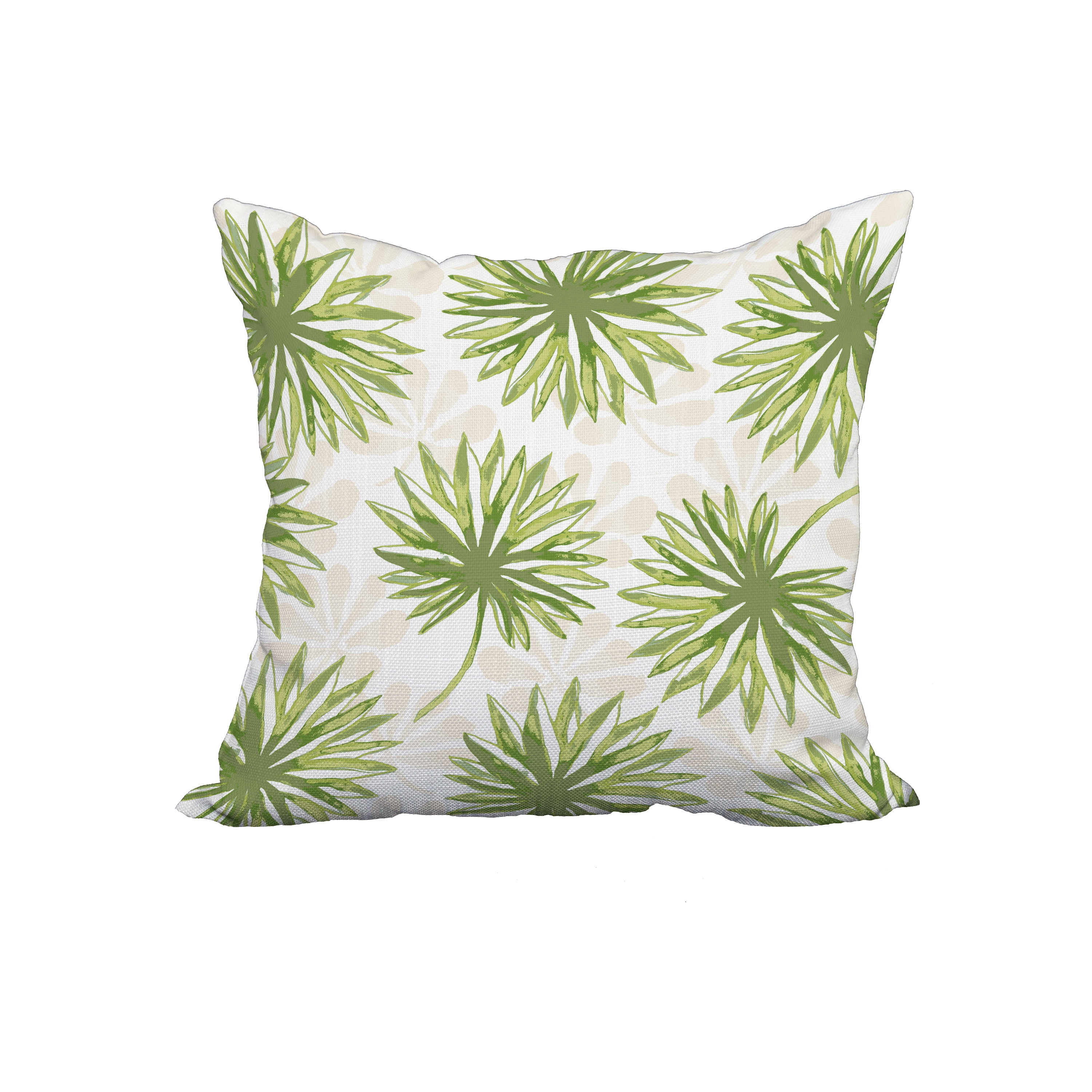 18 x 18 Inch Green Floral Print Decorative Polyester Throw Pillow with