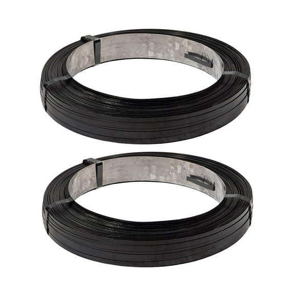 2 Pack 1/2" x 0.020" x 2800' Black Steel Strapping Coil 1100 lbs Breaking Strength - Metal Pallet Banding for Packaging, Heavy Loads, Bundling - Cut-Resistance
