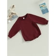 thumbnail image 4 of Baby Boy Girl Sweatshirt Romper Oversized Sweater Onesie Basic Solid Crewneck Long Sleeve Romper Fall Winter Clothes, 4 of 8