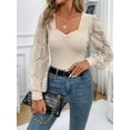 thumbnail image 3 of Women'S Long Sleeve Shirts Lace Floral Tops Casual Knit Sweetheart Neckline Blouses Dressy Elegant Tunic Shirts  XL, 3 of 7