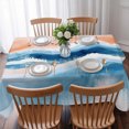 thumbnail image 3 of Orange Navy Blue Ombre Table Cloth Waterproof Tablecloths, Abstract Beach Waves Gradient Tablecloth Dining Table Cover for Kitchen Party Tabletop Outdoor, Rectangle Tablecloth 52x70 Inch, 3 of 9