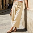 thumbnail image 6 of Htrmlpk Women Plus Size Wide-Leg Pants Elastic Waist Summer Athletic Workout Trousers Drawstring Full Length Active Pants with Pocket, 6 of 7