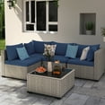 thumbnail image 3 of MRUAKA 5 Pieces Patio Conversation Set, Outdoor Sectional PE Rattan Wicker Furniture Seat,NAVY, 3 of 6
