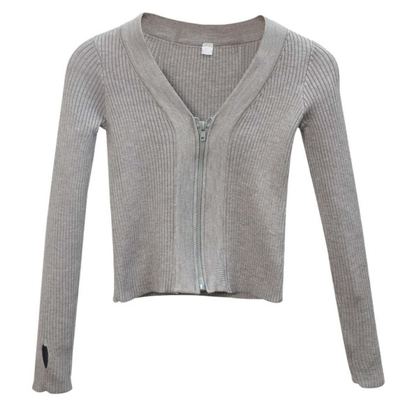 MEZZALL Girls Ballet Dance Crop Tops Sweater Long Sleeve Sport Sweatshirt With Thumb Hole Stylish Toddler Knitwear, Grey, 3-4 Years