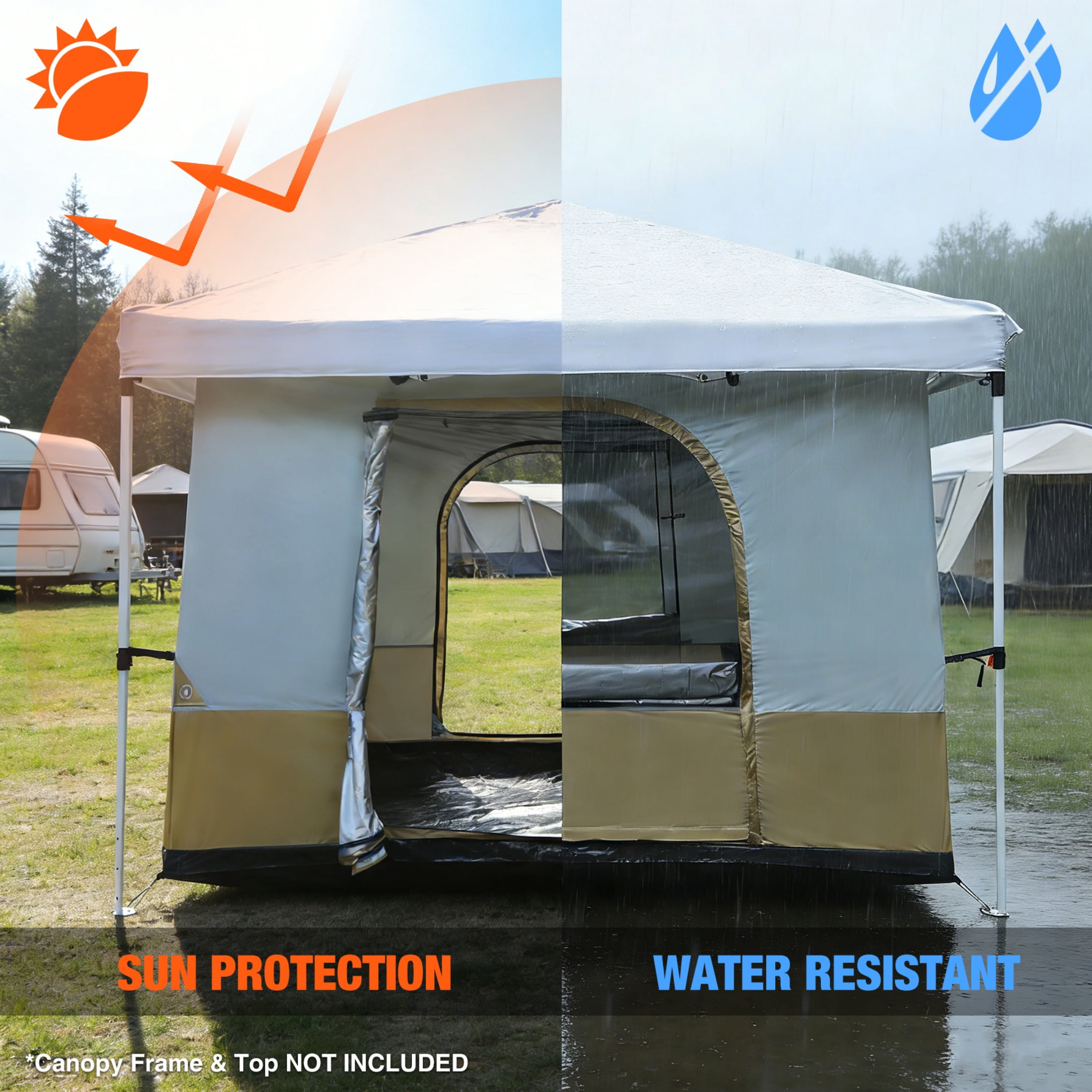 REDCAMP Canopy Camping Tent, Inner Tent Converts Straight-Leg 10' x 10' or 10' x 20' Pop-Up Canopy into Camping Tent, Fits 4–6 Persons (Frame Not Included)