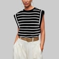 thumbnail image 5 of STAOEDU Women's Stripe Casual Cap Sleeve T Shirts Basic Summer Tops Loose Solid Color Blouse, 5 of 6