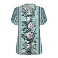 thumbnail image 4 of Clean Womens Plus Size Summer Tops Floral Printed Tee Shirts Scooped Neck Short Sleeve Tshirts Loose Relaxed Fit Tunic Blouses Vintage Texture Rose-Flower T-Shirts Dressy Work Office Clothes, 4 of 4