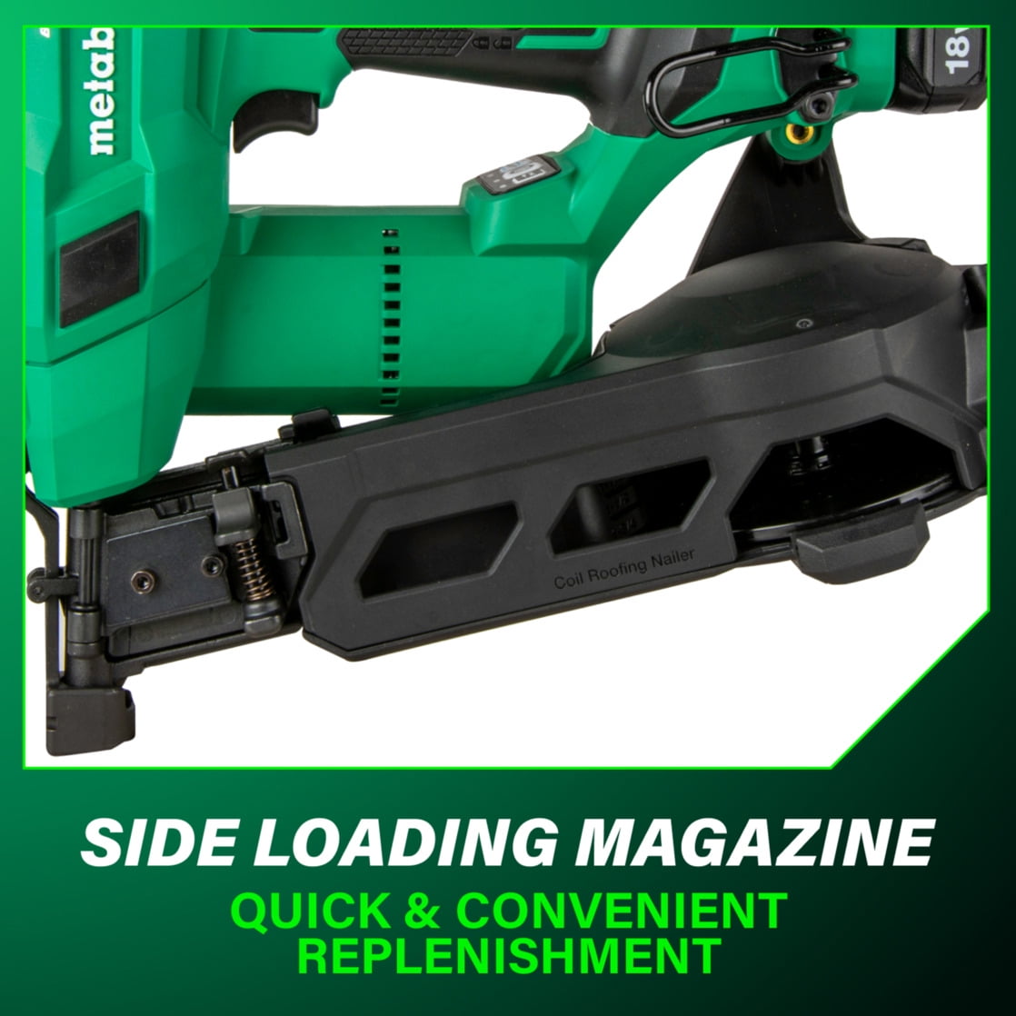 Metabo HPT 18V Cordless Coil Roofing Nailer Kit, NV1845DA