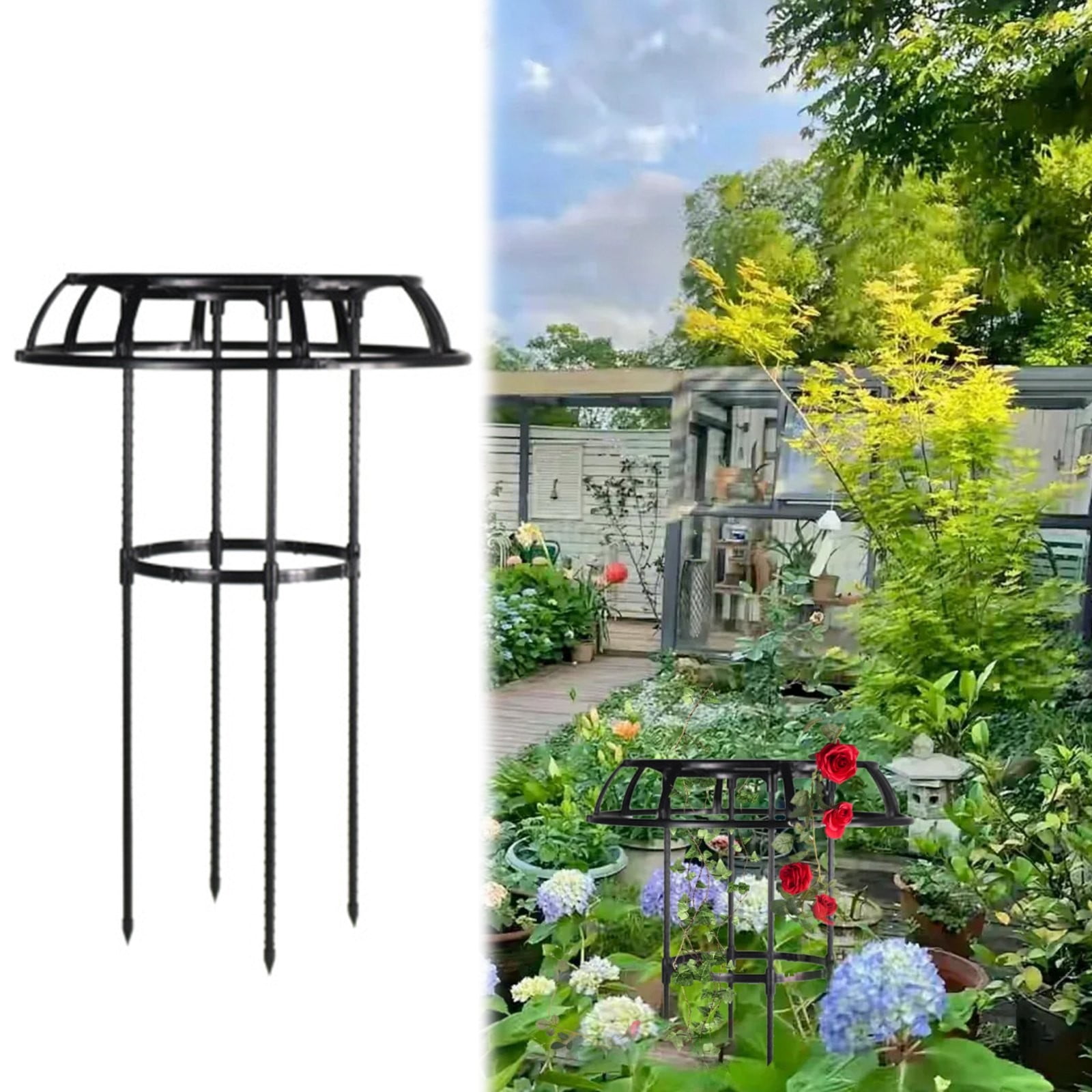 MOQIN Garden Trellis for Climbing Plants Outdoor, 2 in 1 Plant Cages & Supports for Vines Crop, Plant Trellis Support for Potted Plants Climbing Vine Rose Clematis Vegetable Trellis, 1 Pack