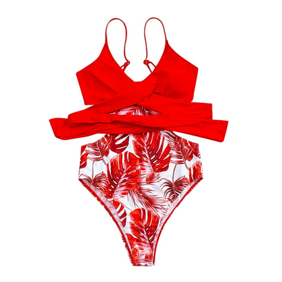 VerPetridure Women's Cut Out One Piece Swimsuit Tummy Control V Neck Bathing Suits for Women High Waisted Floral Print Swimwear Beachwear