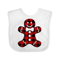 Inktastic Buffalo Plaid Gingerbread Man Boys or Girls Baby Bib
