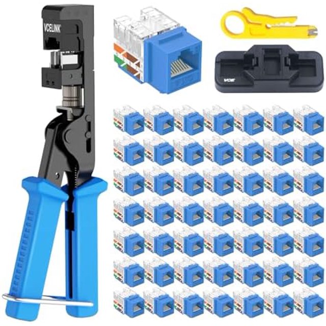 TianQi Outil de Finition Rapide avec 50 Prises RJ45 Cat6 Bleu