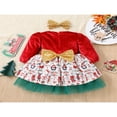 thumbnail image 3 of Robe de Noël Décontractée pour Filles Manches Longues Col Rond Imprimé Dessin Animé Robe Trapèze avec Bandeau, 3 of 9