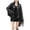 Black, variant on Women Lapel Full Zip Sequin Fringe Cropped Jacket Long Sleeve Loose Party Concert Outerwear 1pc Size A True To Size