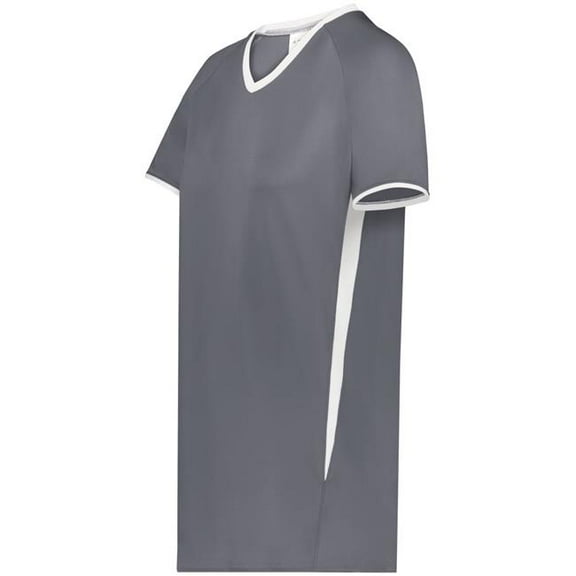 Augusta Sportswear 6915.R04.2XL Ladies Cutter Plus V-Neck Jersey, Graphite & White - 2XL