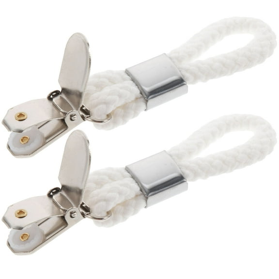 PAMINGONO Beige Kitchen and Bathroom Towel Clips with Iron and Cotton Rope for Secure Hanging 2 Pieces