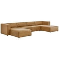 thumbnail image 2 of Modway Mingle Modern Faux Leather Sofa Set with 2 Ottomans in Tan, 2 of 10