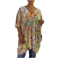 thumbnail image 1 of Pompotops Femmes V-Cou Impression en Vrac Mode Bustier Jupe Courte Robe, 1 of 7