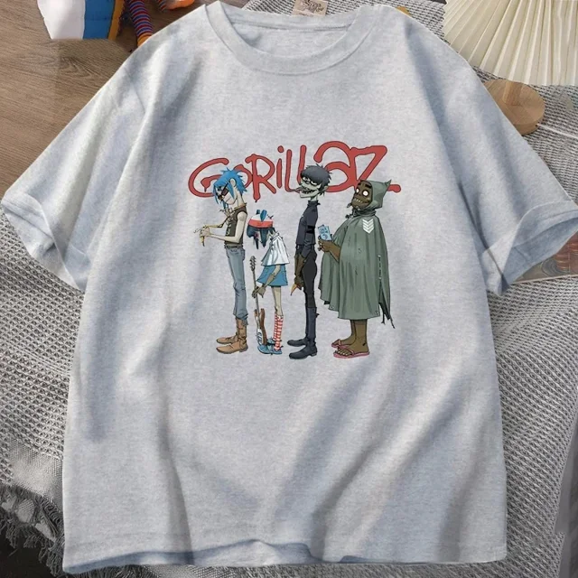 Camiseta de banda de música Gorillaz PUNK ROCK para hombres y mujeres, camisetas de manga corta de algodón con cuello redondo de los años 90, ropa Vintage Y2K, camiseta de verano