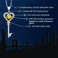 thumbnail image 2 of 925 Sterling Silver and 10K Yellow Gold Yellow Sapphire and White Lab Grown Diamond Heart and Key Pendant Necklace for Women (0.38 Cttw, Gemstone September Birthstone, with 18 inch Chain), 2 of 6