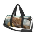 thumbnail image 1 of Lsque Relaxing Cat With Orange Juice Pattern Foldable SportsBag with Wet Dry Pocket, Travel Bag, Large Capacity Duffel Bag, Splash Proof Carry on Bag, Overnight Bag, Weekender Bag, 1 of 6