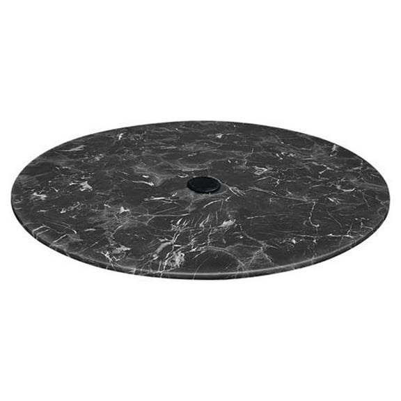 Holland Bar Stool 32" Diameter Black Marble, Indoor/Outdoor All-Season EuroSlim Table Top with Umbrella Hole with Umbrella Hole
