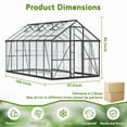 thumbnail image 3 of 8 x 14Ft Large Outdoor Greenhouse with 2 Vent Window, Aluminum Frame, Sliding Door, 3 of 10