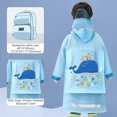 thumbnail image 3 of Blue Whale Chubasquero para niños y niñas, capa de lluvia, impermeable, impermeable, con capucha, impermeable, reutilizable, 5-6 años, 3 of 5