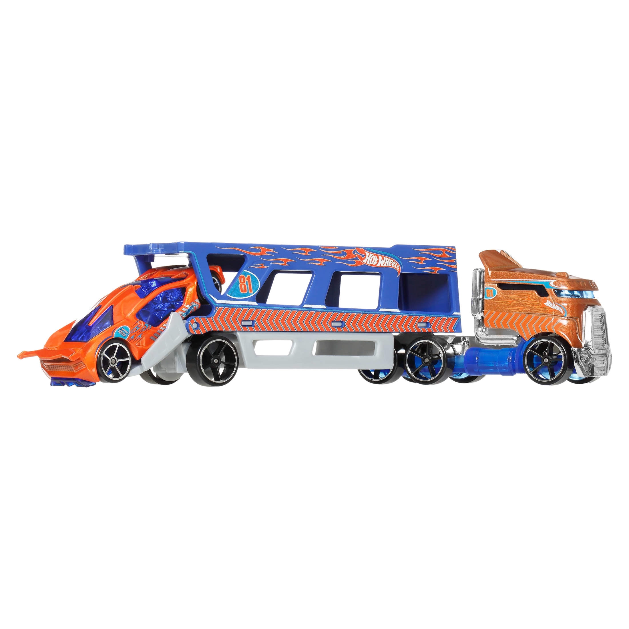 Hot Wheels, Super Rigs, 1:64 Scale Toy Car and Transporter, 2