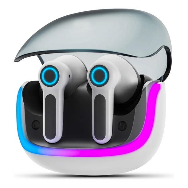 VEATOOL Wireless Bluetooth Headset,Mic Dual con Cancelación de Ruido ENC,80H de Uso,luces RGB