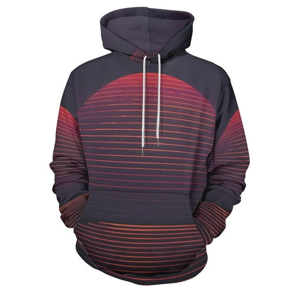 POBUDS Hoodie, Regular Fit Sporty Pullover Hooded Sweatshirt for Men Women Sunset Minimalist S