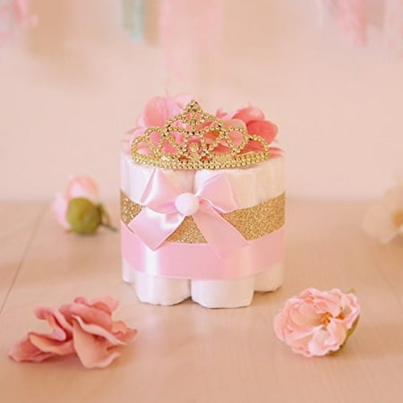 Pink Gold Princess Mini Diaper Cake Baby Shower Centerpieces