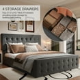 thumbnail image 4 of Eastvita Full/Queen/King Size Bed Frame 78" x 55.1", Upholstered Platform Bed Frame with 4 Storage Drawers, Diamond Stitched Headboard, Sturdy Wood Slats, No Box Spring Needed, 4 of 7