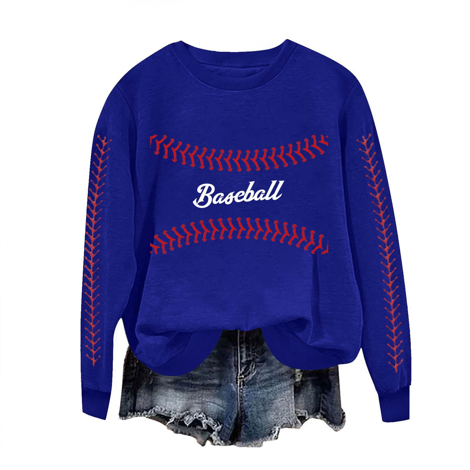 Game Day Baseball Sweatshirt for Women Long Sleeve Pullover Tops Casual Loose Crewneck Funny Baseball Mom Tunic Blouse