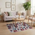 thumbnail image 3 of ODIKA 4'x6' Burgundy Geometric Rainbow Abstract Washable Area Rug Contemporary Scandinavian Style Interlocking Shapes Arches Dots Minimalist for Bedroom, Reading Nook, Pet Friendly & Non-Shedding, 3 of 7