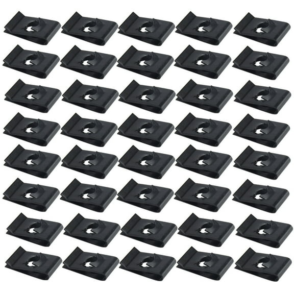 Omeite 50pcs Motorcycle Fairing Bodywork Panel No.14 Manganese Steel U Clips Spire U Clip U Nut Fasteners (Black)