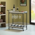thumbnail image 2 of Metal Wine Bar Serving Cart with Rolling Wheels, Wine Rack, and Glass Holder, 2 of 7