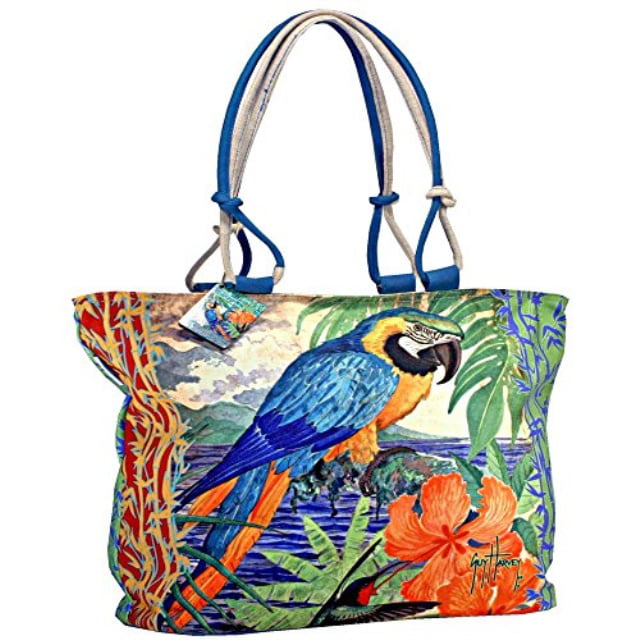 tropical jungle macaw parrot oversized ladies shoulder tote bag ...