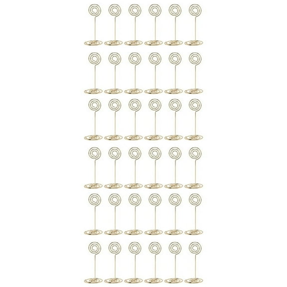 36 Pack Table Number Card Holders Photo Holder Stands Place Paper Menu Clips, Circle Shape (Gold)